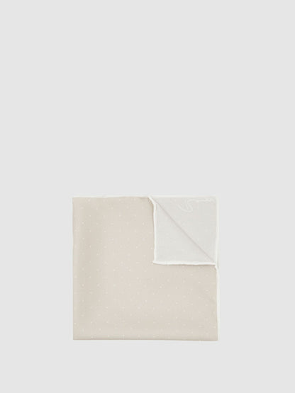 Silk Polka Dot Pocket Square in Champagne | Reiss Men New