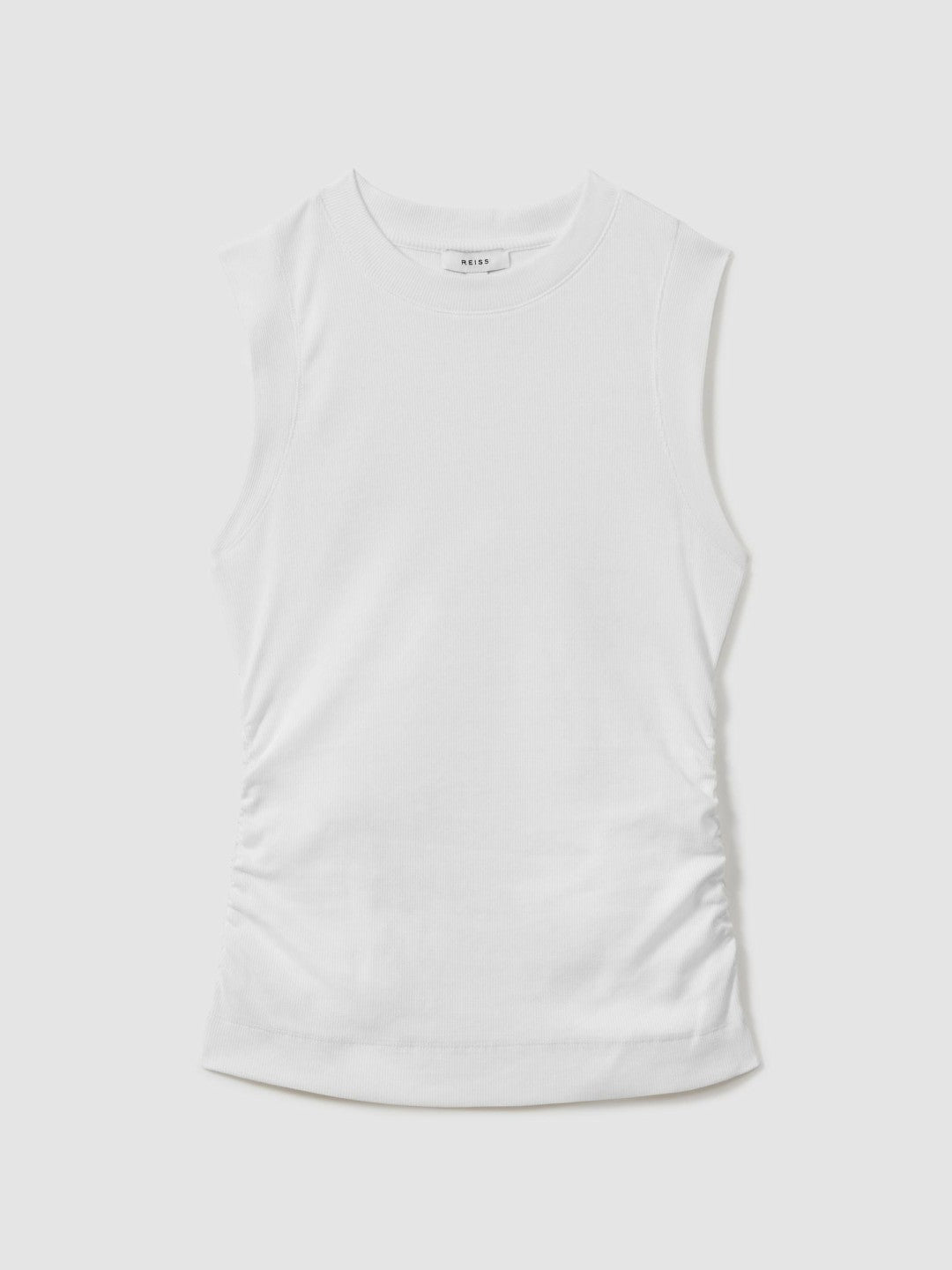 Ribbed Ruched Waist Vest in White | Reiss Women Trending