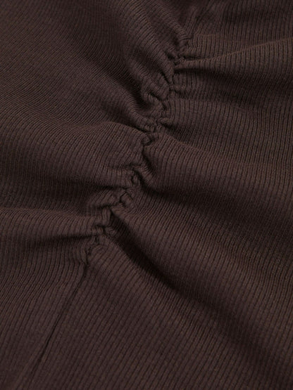 4-9 yrs Cotton Ruched Long-Sleeve T-Shirt with Stretch in Chocolate | Reiss Children & Baby Featured