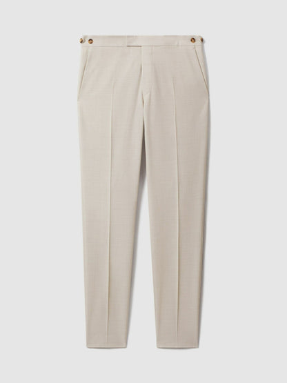 Slim-Fit Textured Suit Trousers With Wool in Stone | Reiss Men New