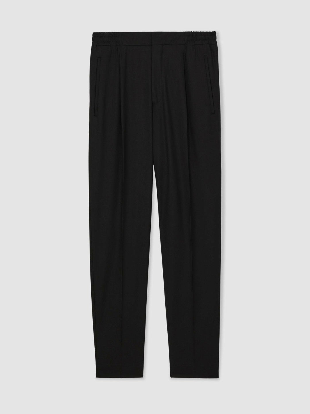 Tapered Drawstring Tailored Trousers in Black | Reiss Men New