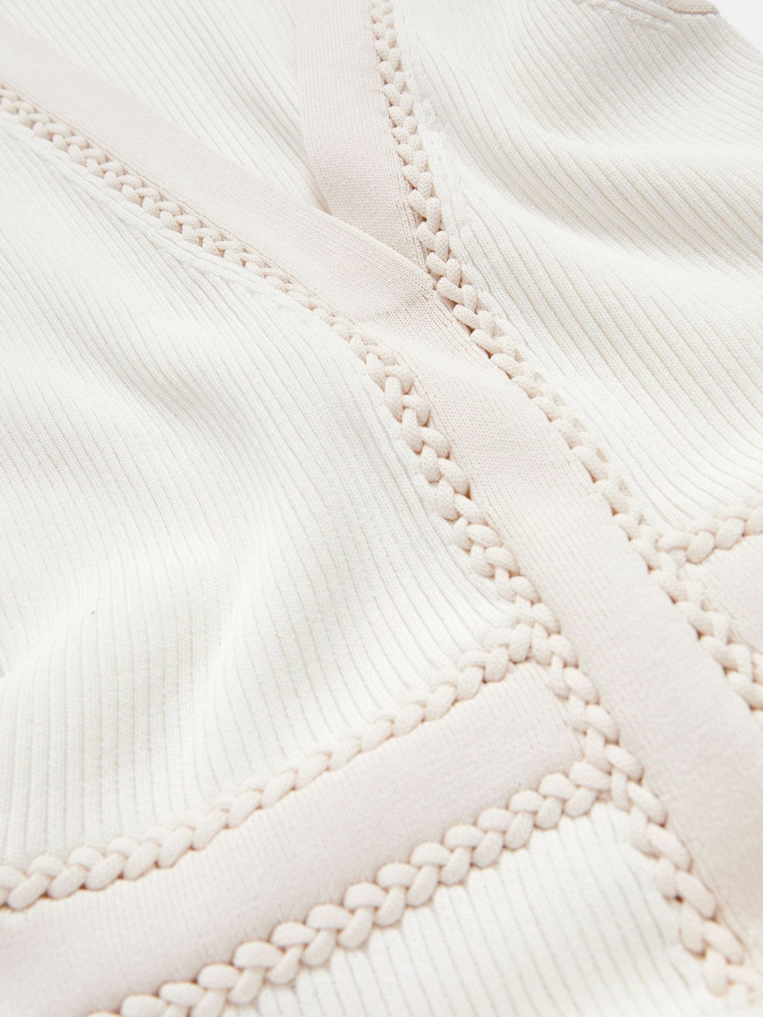 Craft-Stitch Knitted Midi Dress in Ivory | Reiss Women Exclusive