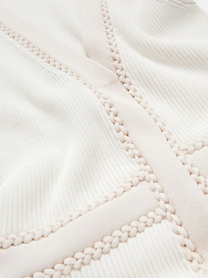 Craft-Stitch Knitted Midi Dress in Ivory | Reiss Women Exclusive