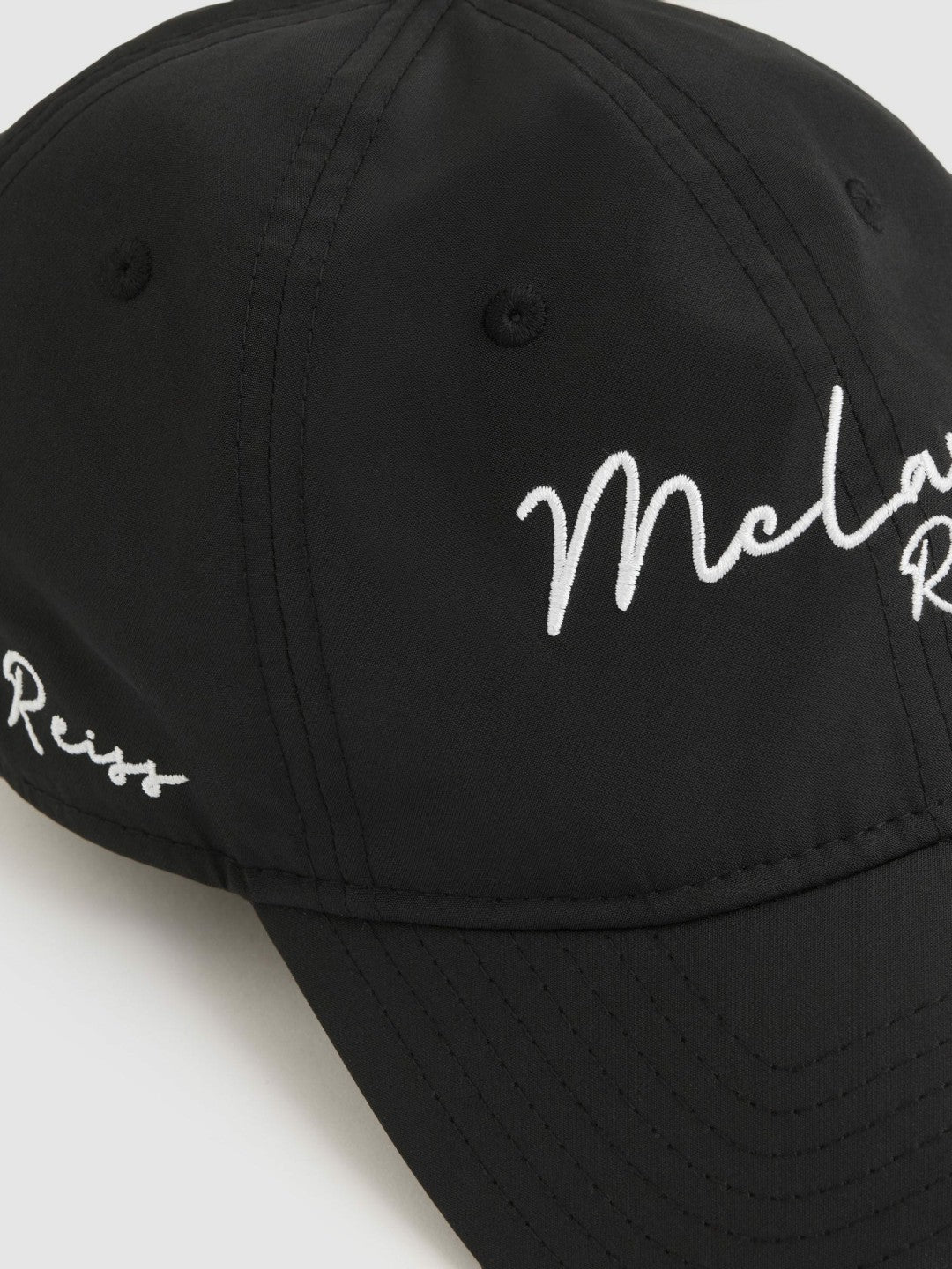 Unisex Fit McLaren Racing Logo Embroidered Cap in Black | Reiss Men Trending