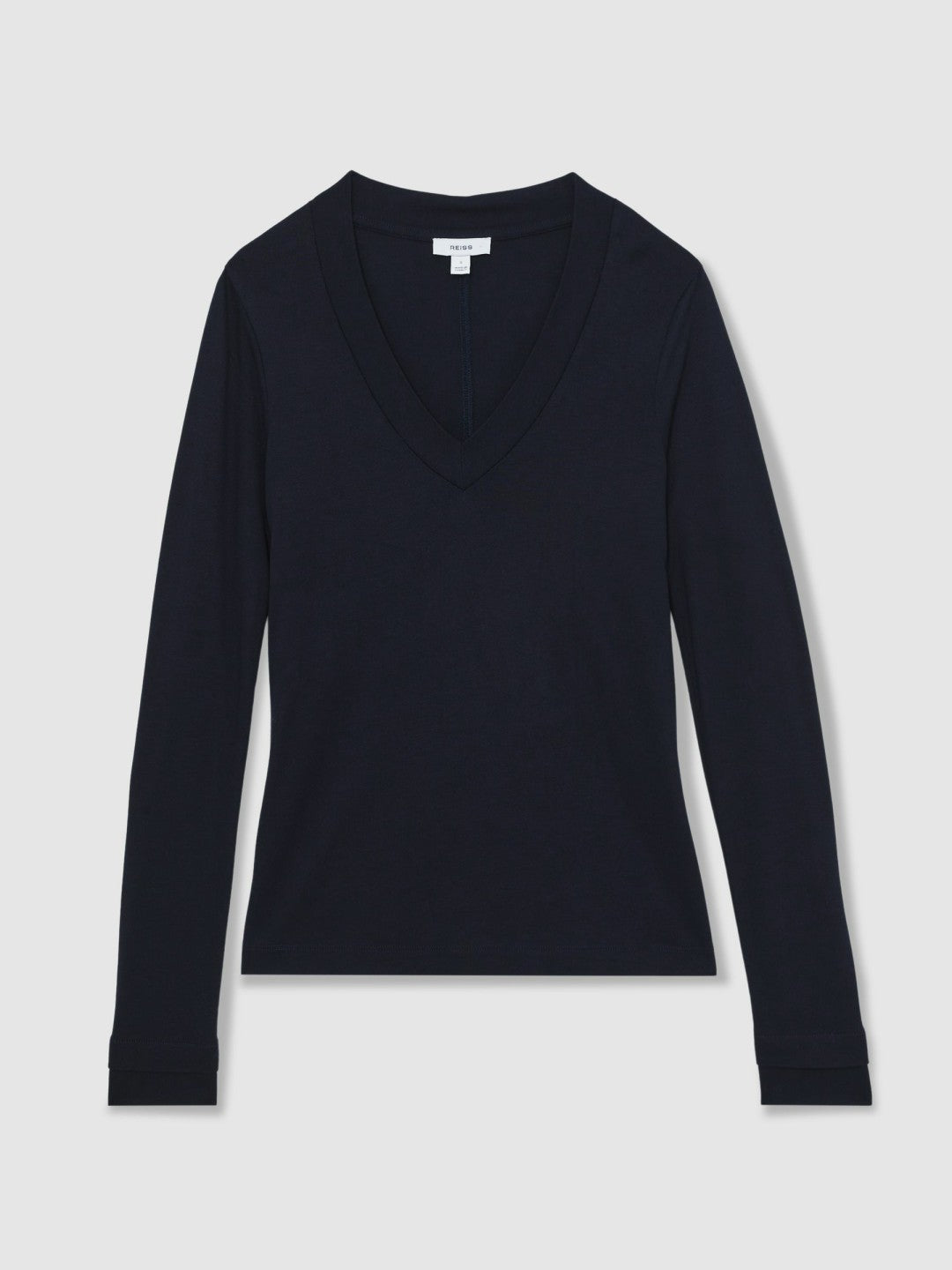 Jersey V-Neck Top in Navy | Reiss Women Recommended