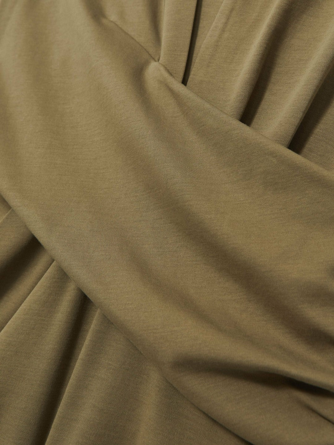 Stretch-Cotton Wrap-Front Collar Top in Khaki Green | Reiss Women Best Seller
