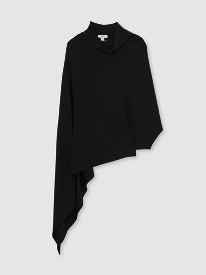 Cape Detail Top in Black | Reiss Women Featured
