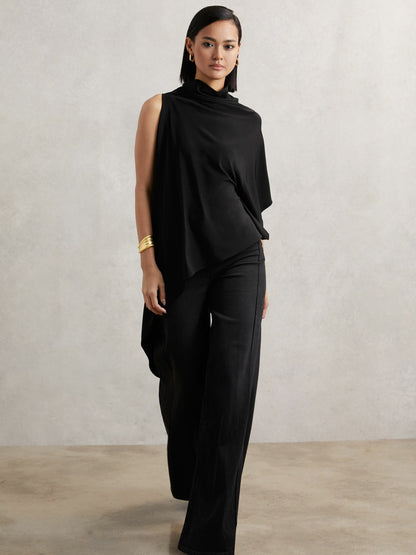 Cape Detail Top in Black | Reiss Women Featured