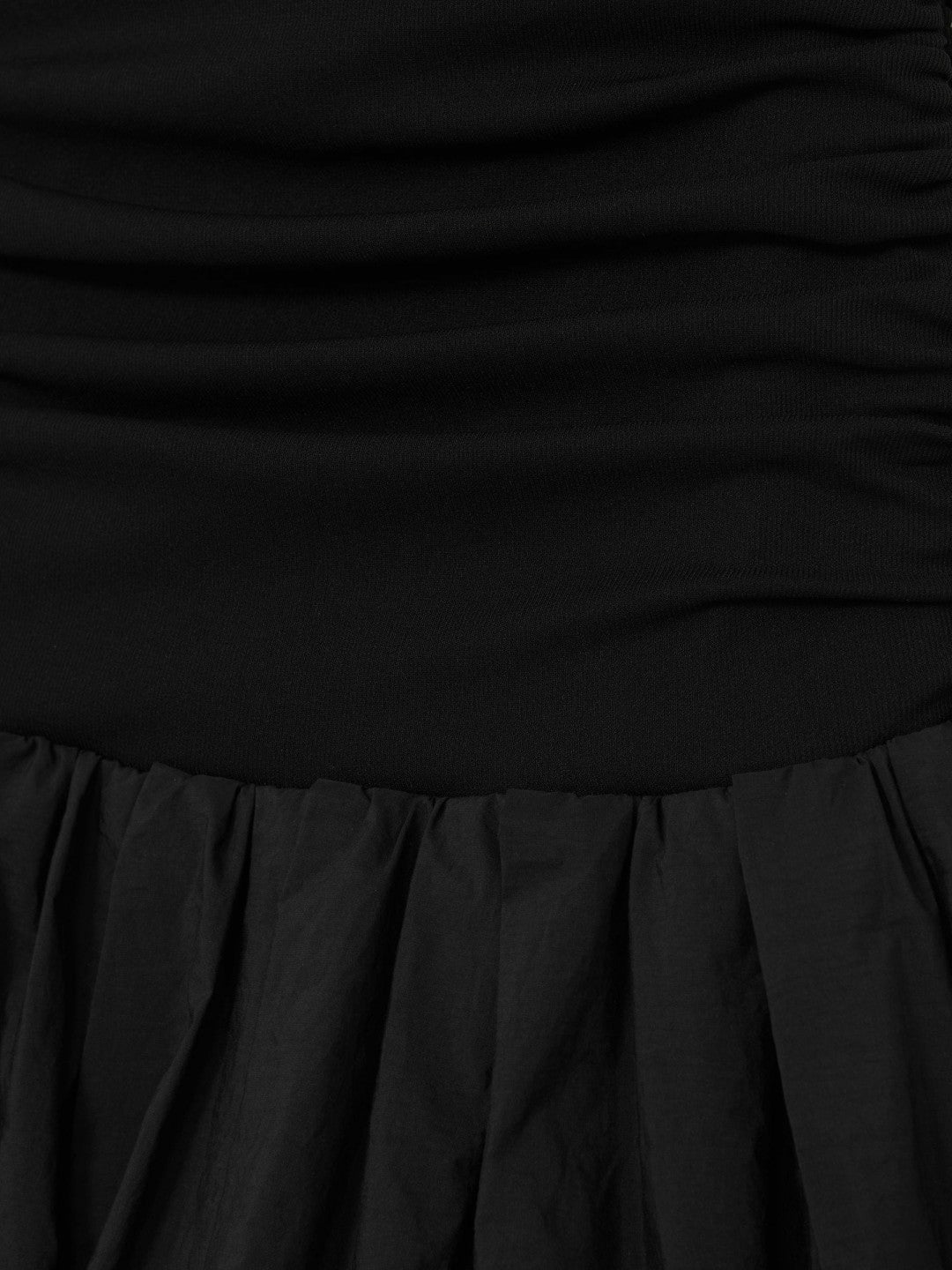 Off-Shoulder Puffball Mini Dress in Black | Reiss Women Recommended