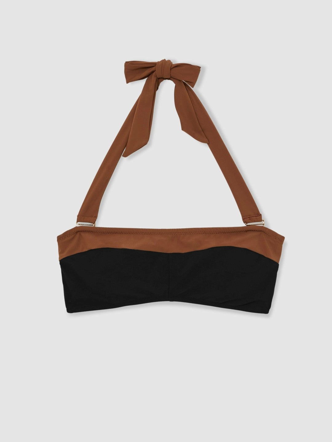 Contrast-Trim Bandeau Bikini Top in Black/Tan | Reiss Women Exclusive