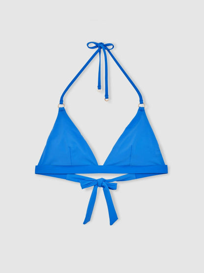 Triangle Halterneck Bikini Top in Cornflower Blue | Reiss Women Signature