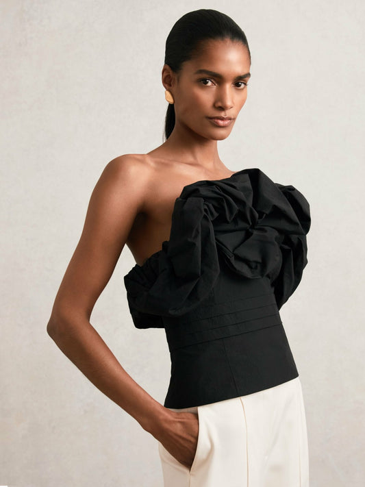 Sculptural Strapless Top in Black | Reiss Women Trending
