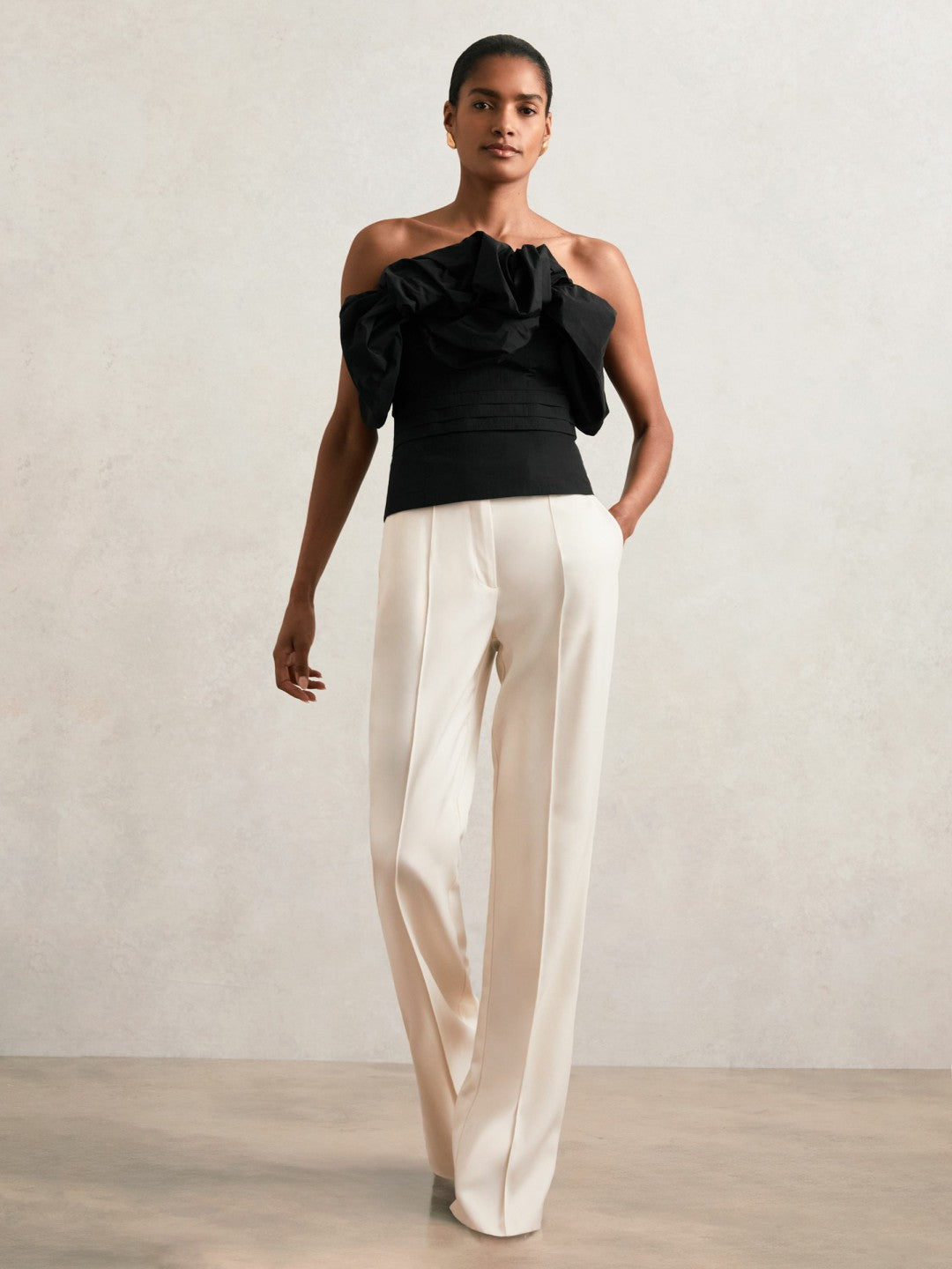 Sculptural Strapless Top in Black | Reiss Women Trending