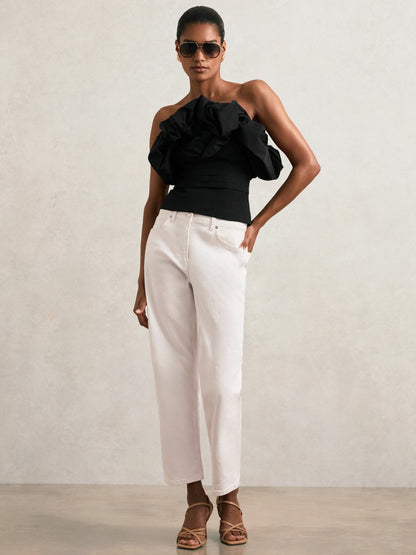 Sculptural Strapless Top in Black | Reiss Women Trending