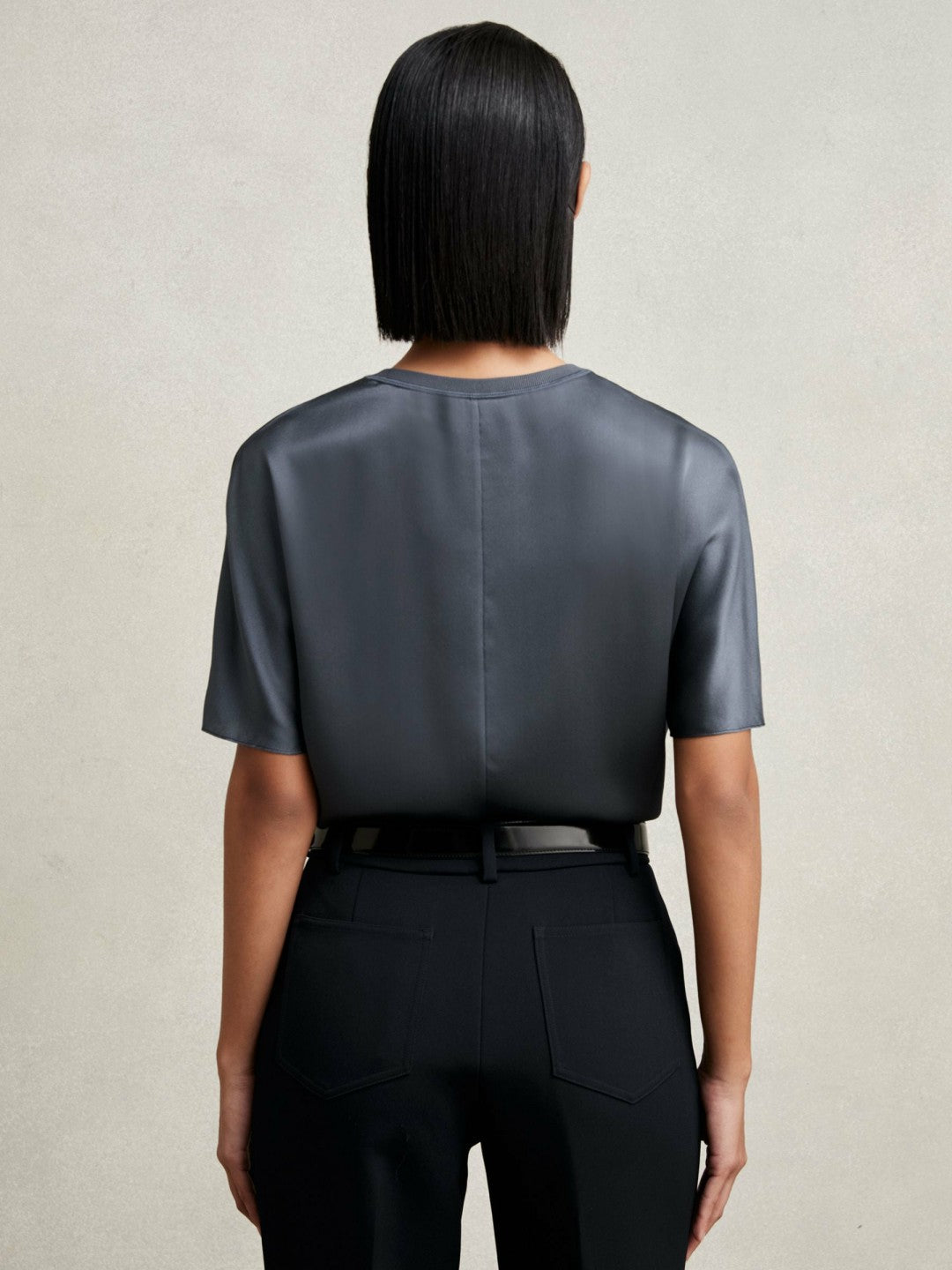 Silk Short-Sleeve Top in Blue | Reiss Women Popular