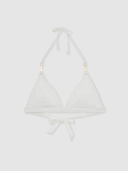 Triangle Halter Neck Bikini Top in White | Reiss Women Trending