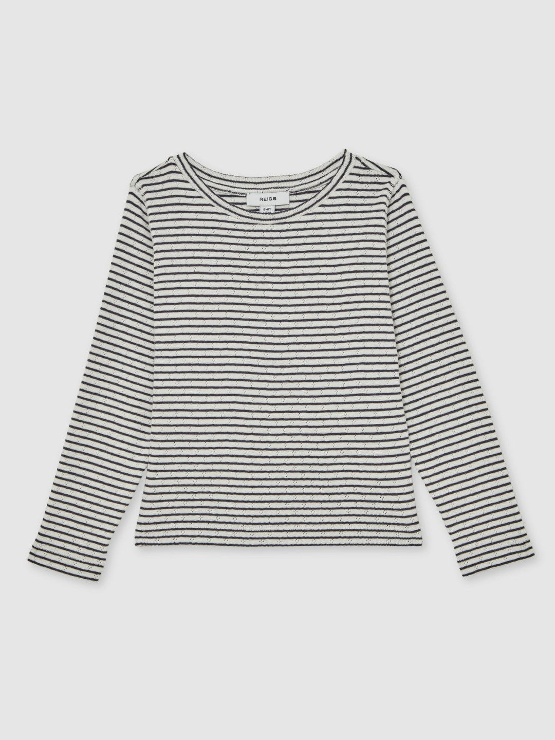 9-13 yrs Cotton Pointelle Long Sleeve Top in Navy/White | Reiss Children & Baby Popular