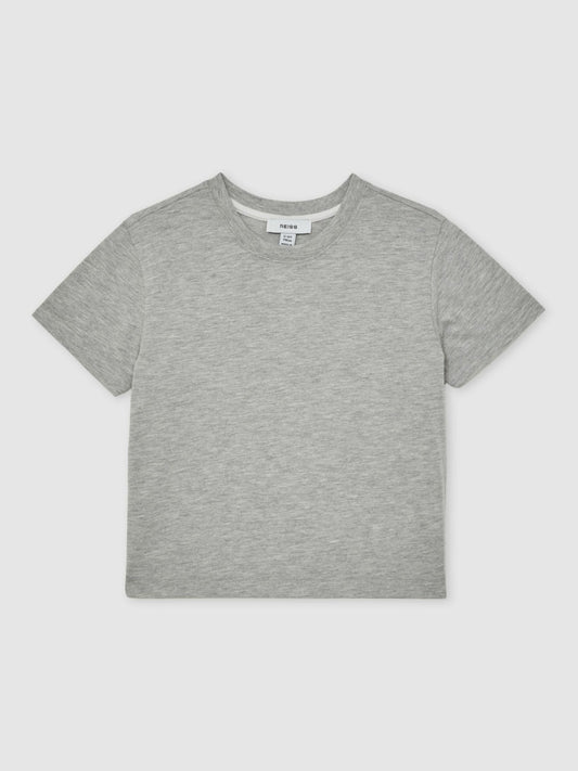 13-14 yrs Cotton-Blend Crew-Neck T-Shirt in Grey Marl | Reiss Children & Baby Popular