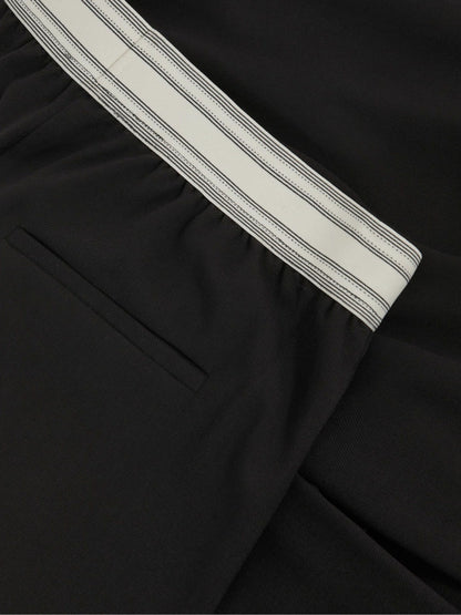 Petite Wide-Leg Contrast-Waistband Trousers in Black | Reiss Women Recommended