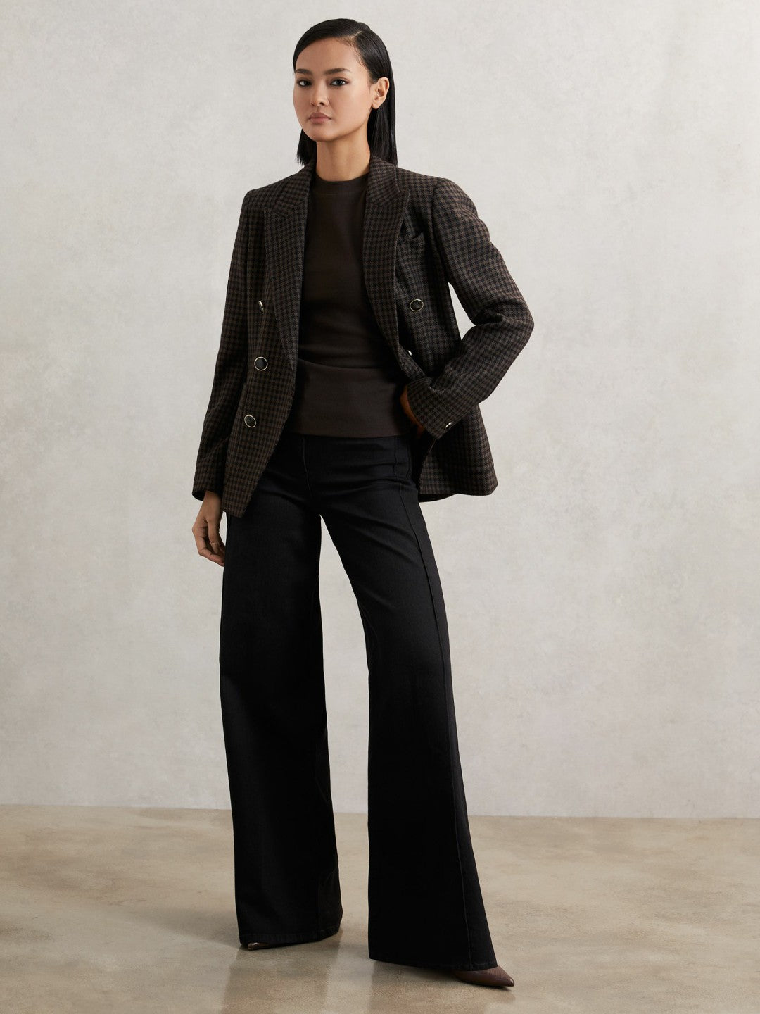 Ribbed Ruched Waist Vest in Chocolate | Reiss Women Premium