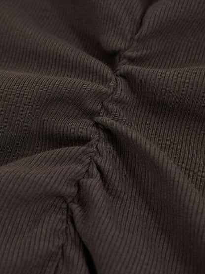 Ribbed Ruched Waist Vest in Chocolate | Reiss Women Premium