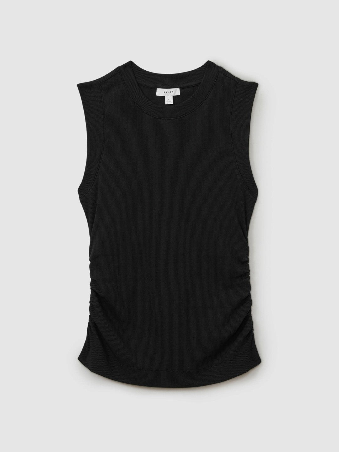 Ribbed Ruched Waist Vest in Black | Reiss Women Trending