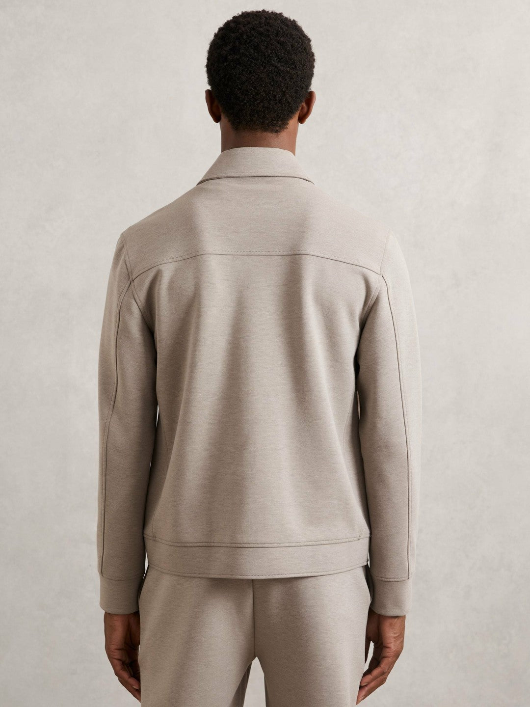 Interlock Jersey Zip-Through Jacket in Taupe Brown | Reiss Men Exclusive