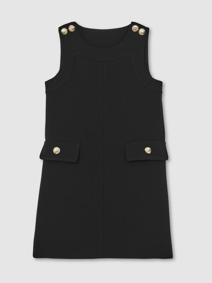 3-9 yrs Button-Detail Sleeveless Shift Dress in Black | Reiss Children & Baby Signature