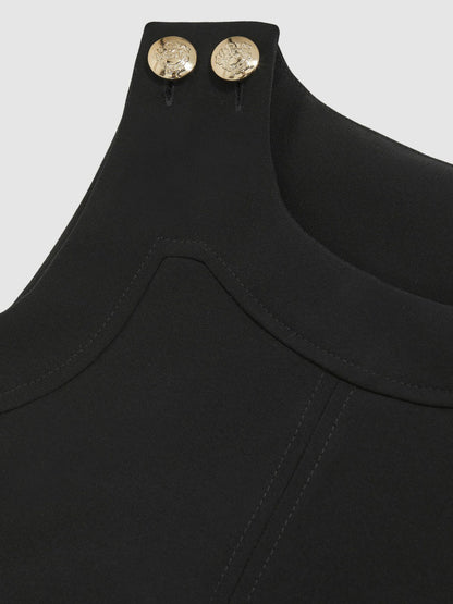 3-9 yrs Button-Detail Sleeveless Shift Dress in Black | Reiss Children & Baby Signature