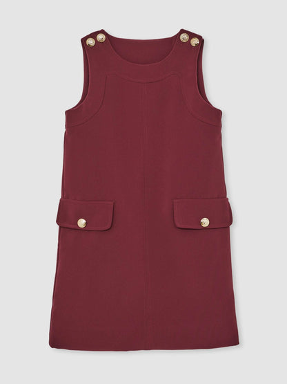 13-14 yrs Button-Detail Sleeveless Shift Dress in Berry | Reiss Children & Baby Recommended
