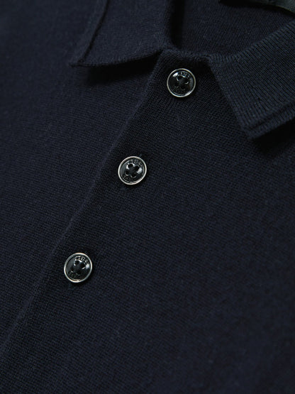 4-9 yrs Merino Wool Long-Sleeve Polo Shirt in Navy | Reiss Children & Baby Exclusive