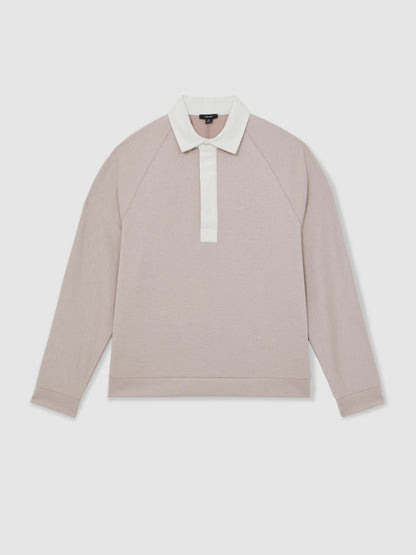 Colour Block Rugby Shirt in Oatmeal/White | Reiss Men Signature