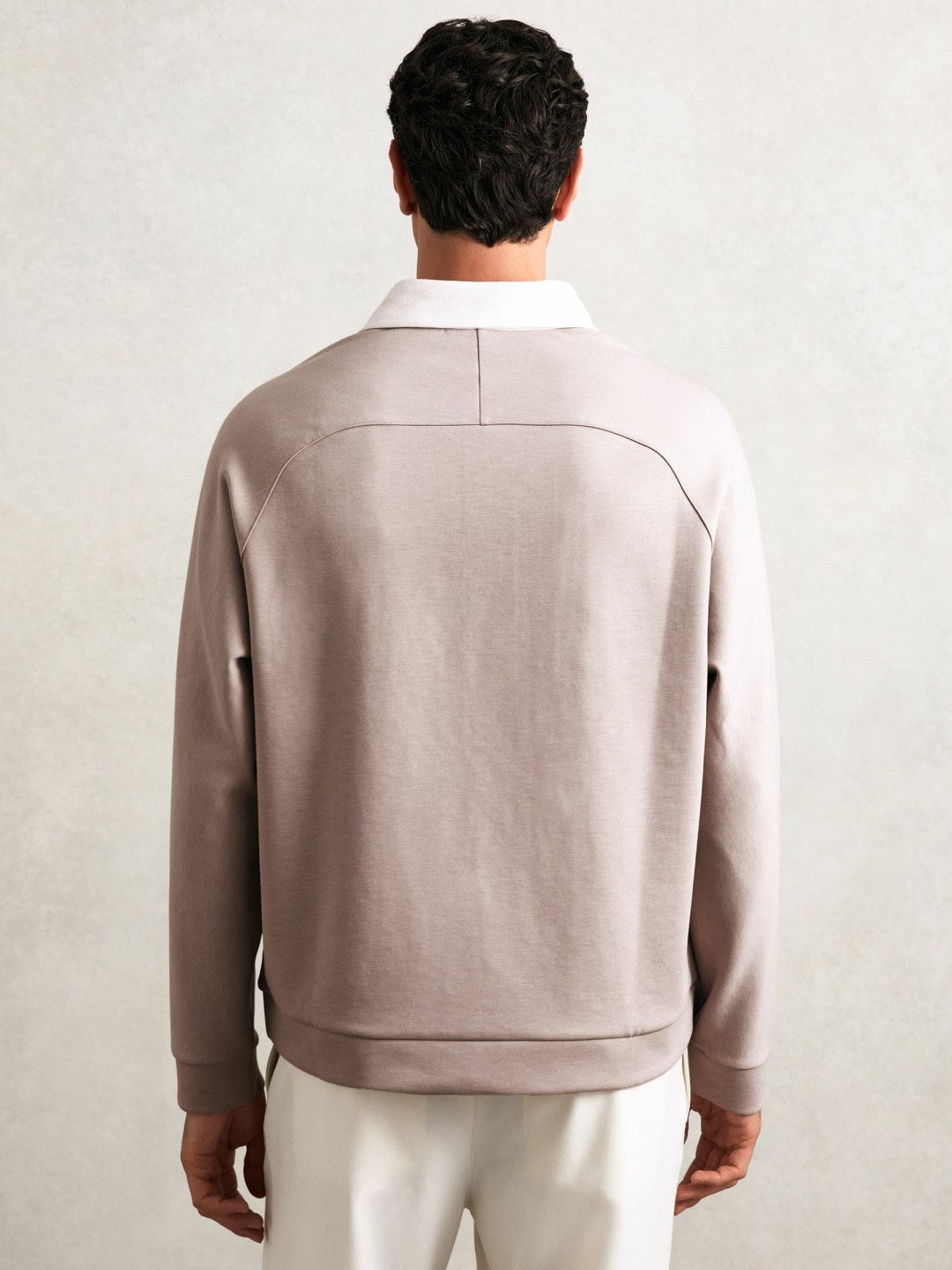 Colour Block Rugby Shirt in Oatmeal/White | Reiss Men Signature