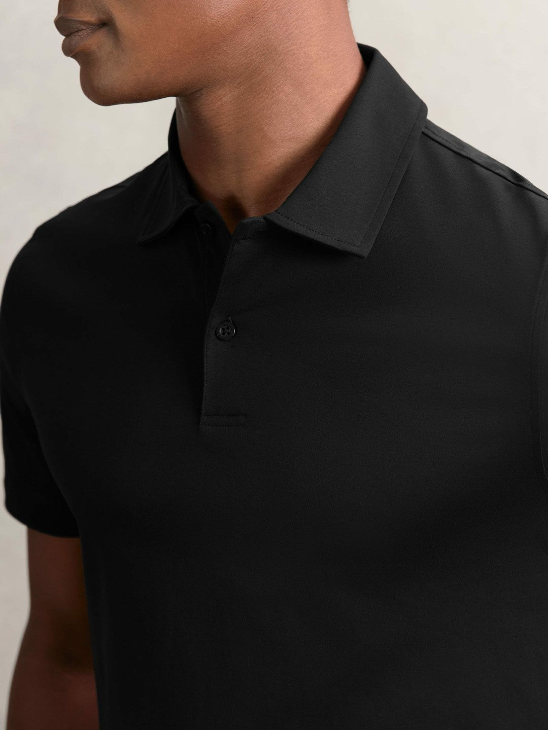 Cotton Short-Sleeve Polo Shirt in Black | Reiss Men Featured