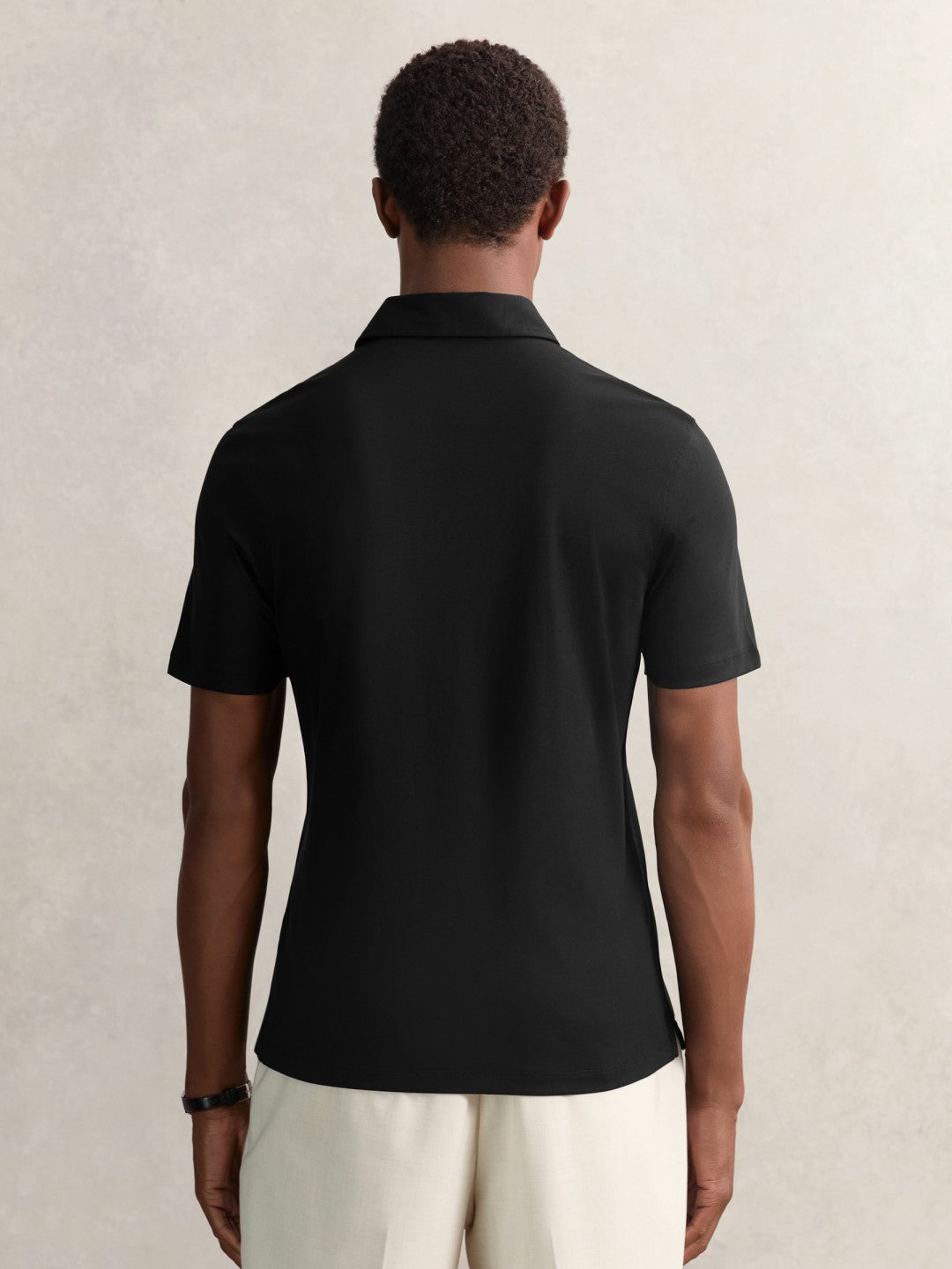 Cotton Short-Sleeve Polo Shirt in Black | Reiss Men Featured