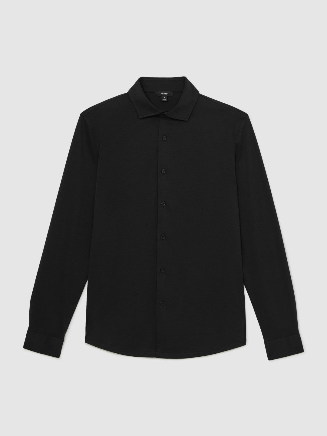 Cotton-Jersey Button-Through Shirt in Black | Reiss Men Popular
