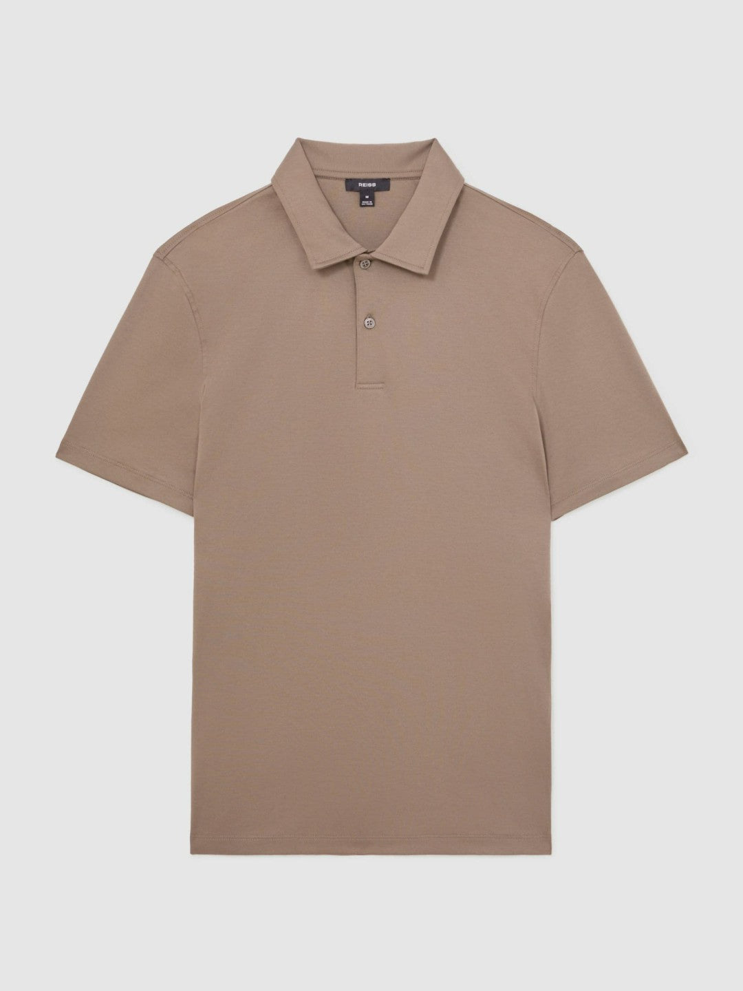 Cotton Short-Sleeve Polo Shirt in Taupe Brown | Reiss Men New