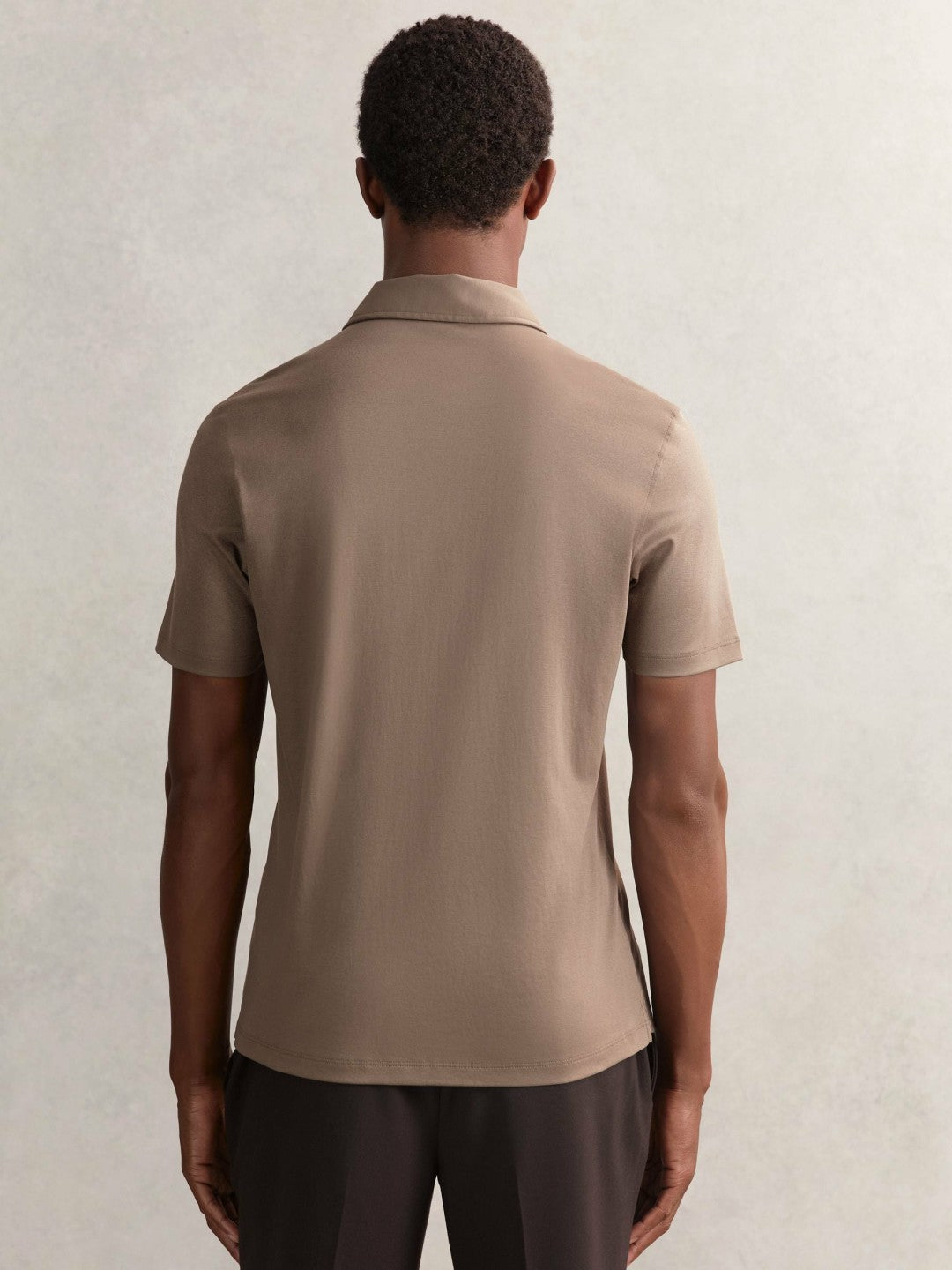 Cotton Short-Sleeve Polo Shirt in Taupe Brown | Reiss Men New