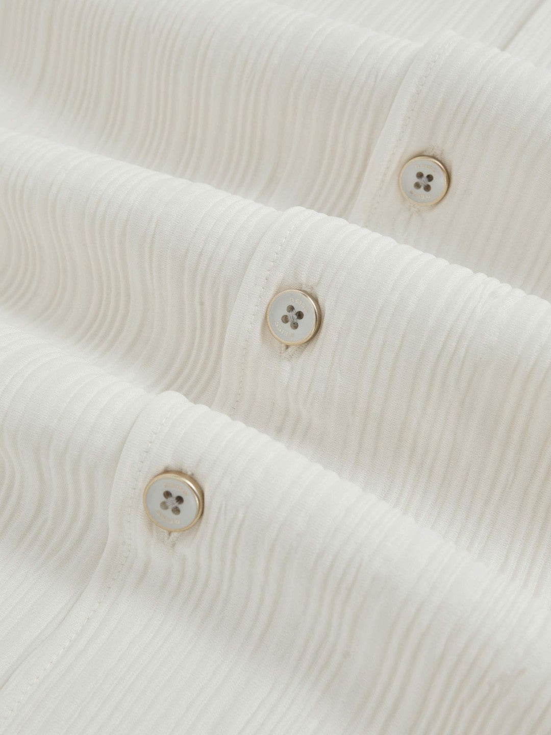 Plissé Cuban-Collar Long-Sleeve Shirt in Off White | Reiss Men Signature