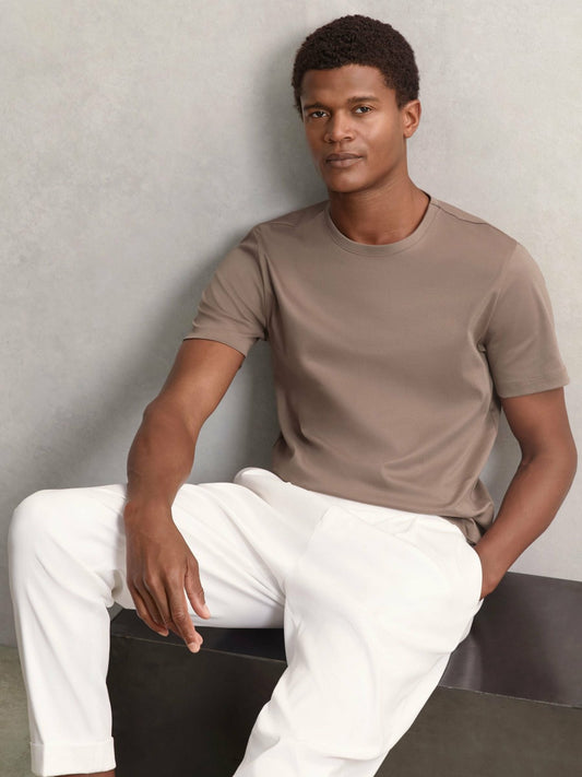 Airwater-Cotton Crew-Neck T-Shirt in Taupe Brown | Reiss Men Best Seller
