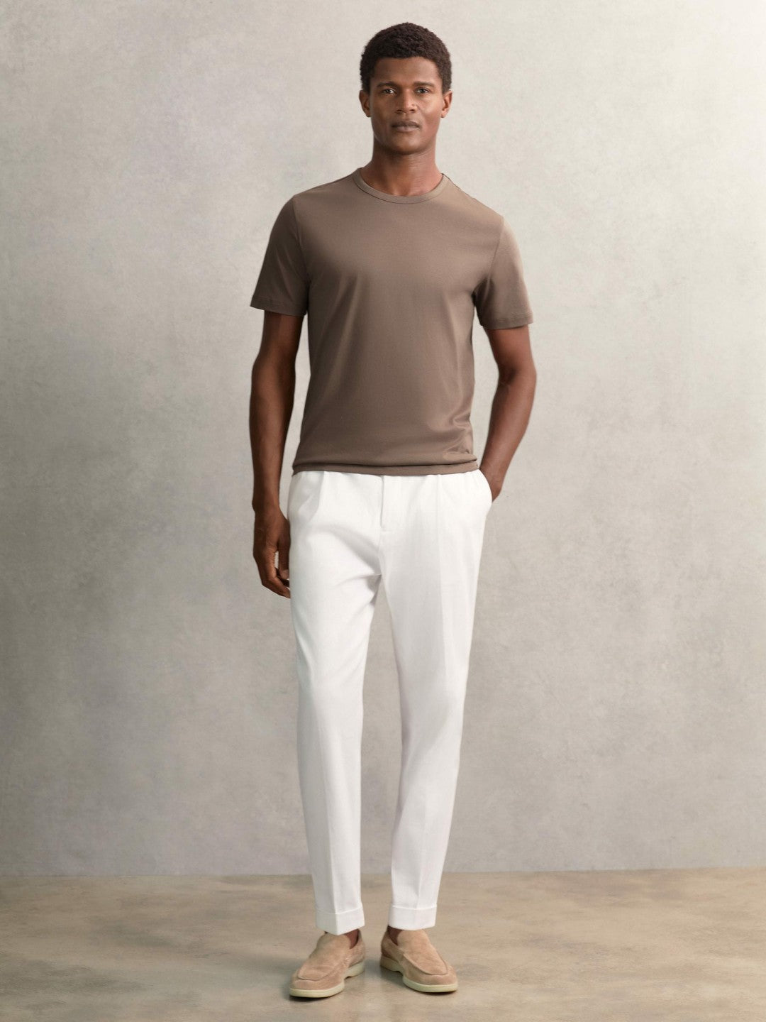 Airwater-Cotton Crew-Neck T-Shirt in Taupe Brown | Reiss Men Best Seller