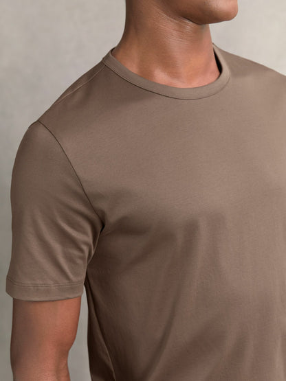 Airwater-Cotton Crew-Neck T-Shirt in Taupe Brown | Reiss Men Best Seller