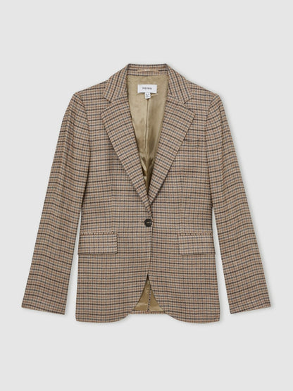 Jacket in Neutral Check | Reiss Women Exclusive
