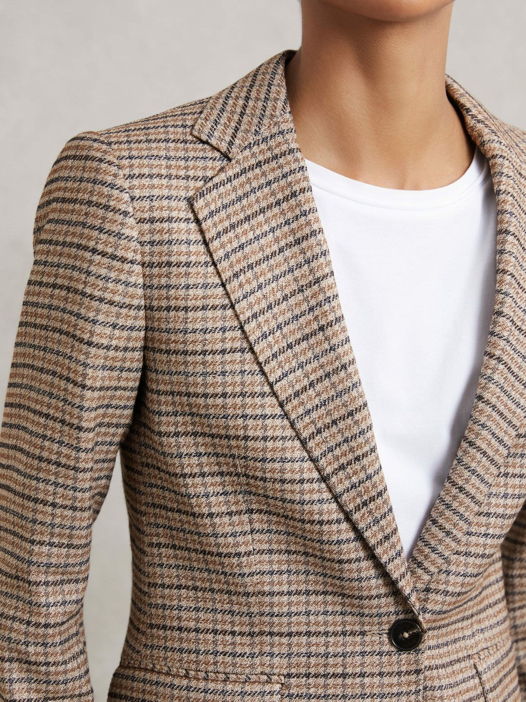 Jacket in Neutral Check | Reiss Women Exclusive