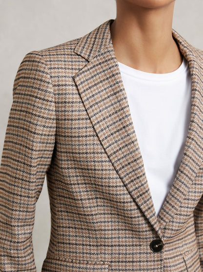Jacket in Neutral Check | Reiss Women Exclusive