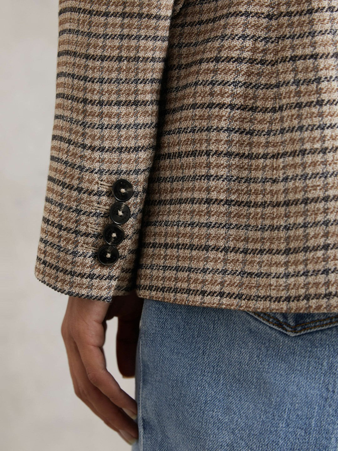 Jacket in Neutral Check | Reiss Women Exclusive