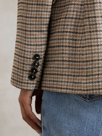 Jacket in Neutral Check | Reiss Women Exclusive