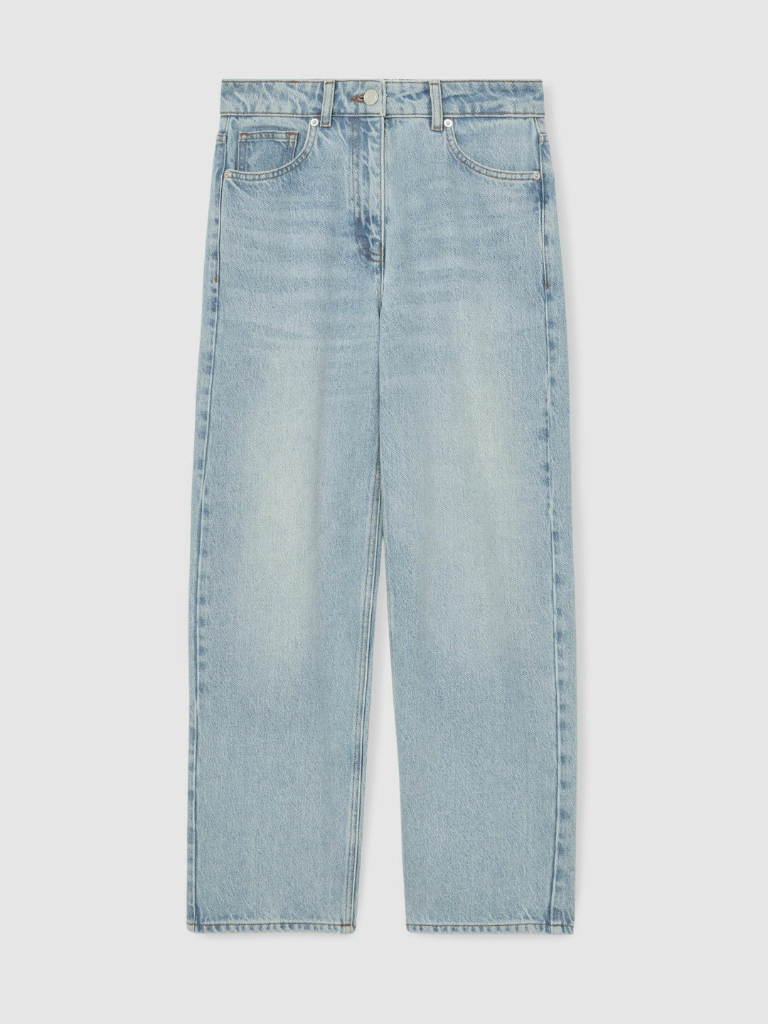Petite Mid-Rise Straight-Leg Jeans in Pale Blue | Reiss Women New