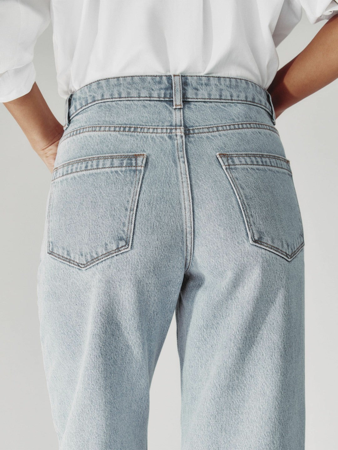 Petite Mid-Rise Straight-Leg Jeans in Pale Blue | Reiss Women New