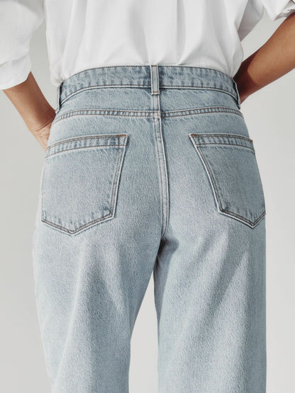 Petite Mid-Rise Straight-Leg Jeans in Pale Blue | Reiss Women New